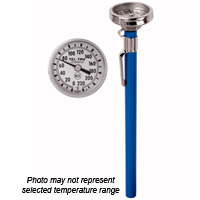 High Temp/Spot Checking Thermometer PT50R, 1 inch dial, 5 inch stem, glass
