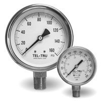 Industrial/Hydraulic Pressure Gauge Model 33, 2-1/2" dial, BRASS, 1/4" NPT, lower conn.